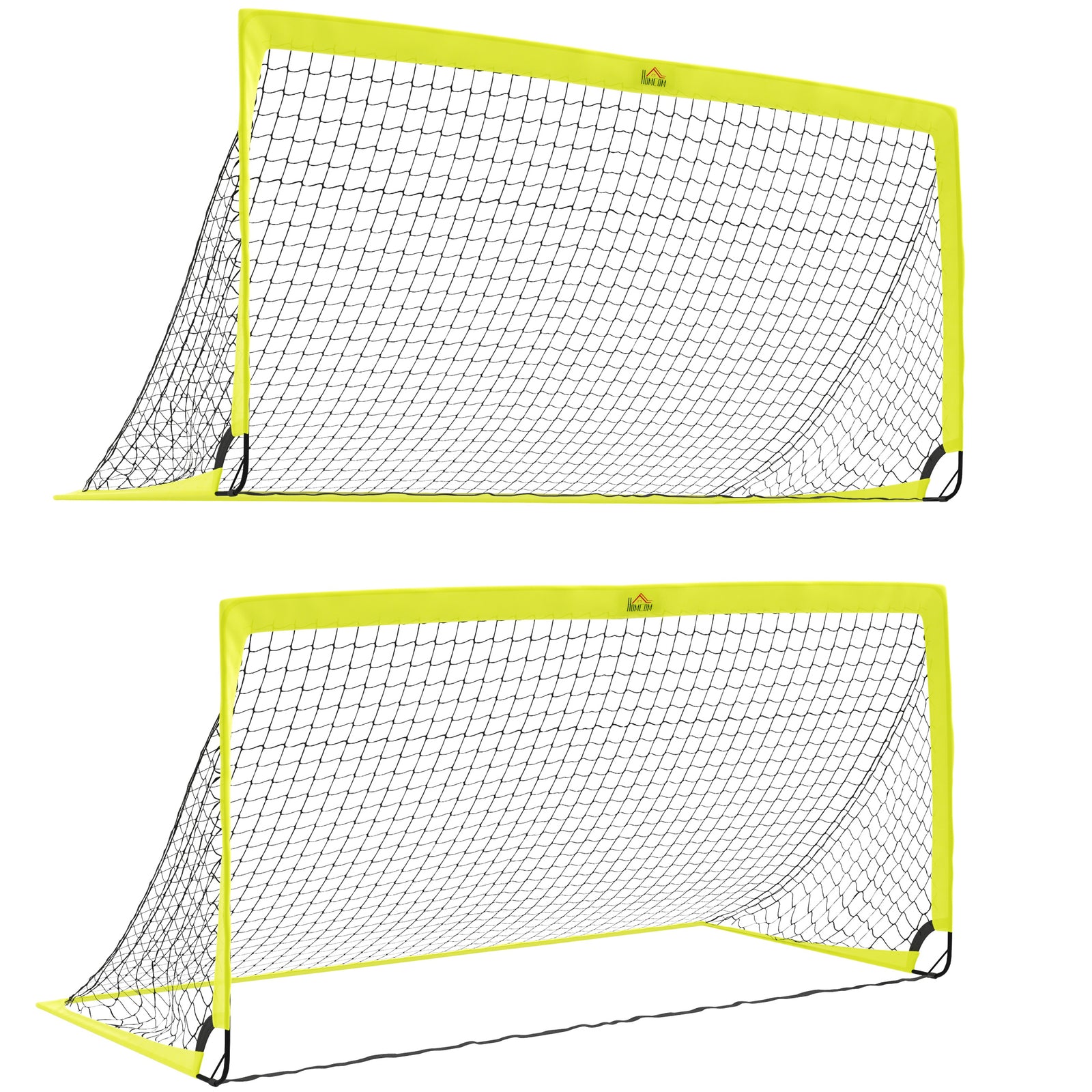 Two Football Goal Nets, Foldable Outdoor Sport Training Equipment, for Teens, Adults, with Carrying Bag, Yellow