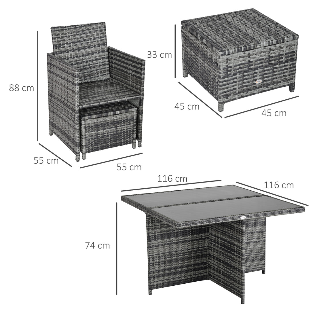 8-Seater Rattan Dining Set Garden Furniture Cushion Seat Woven Rattan Grey