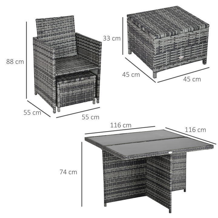 8-Seater Rattan Dining Set Garden Furniture Cushion Seat Woven Rattan Grey