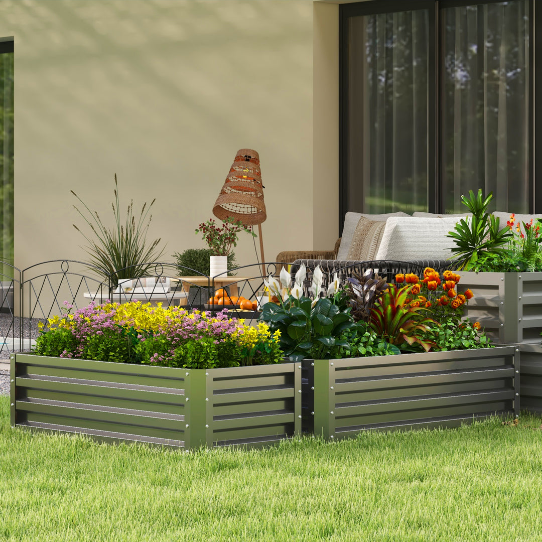 Set of Two 110 x 50cm Steel Planter Boxes - Dark Grey