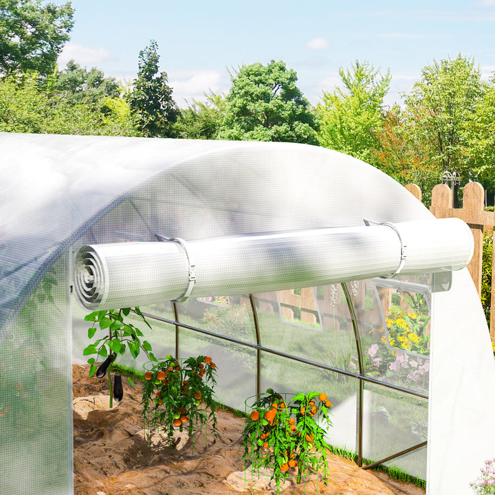 4 x 3 x 2m Greenhouse Replacement Cover ONLY Winter Garden Plant PE Cover for Tunnel Walk-in Greenhouse with Roll-up Windows Door Outdoor, White