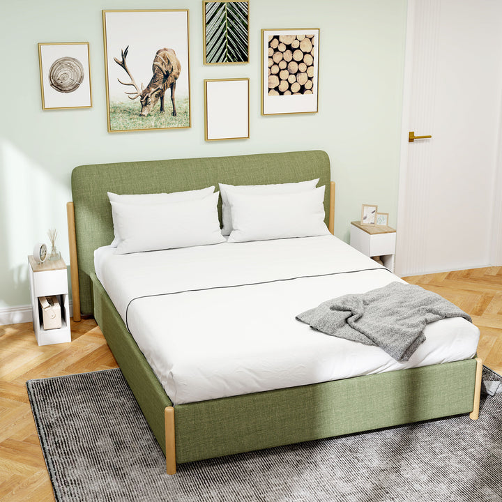 Set of Two Modern Storage Bedside Tables - White