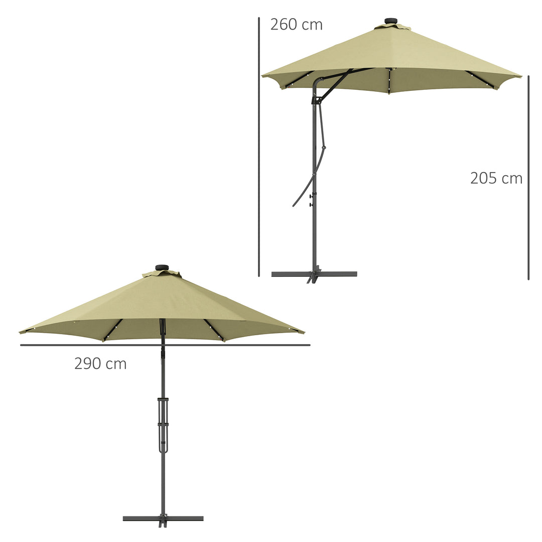 3(m) Solar LED Cantilever Parasol - Beige