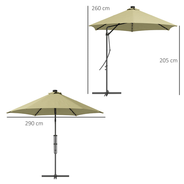 3(m) Solar LED Cantilever Parasol - Beige