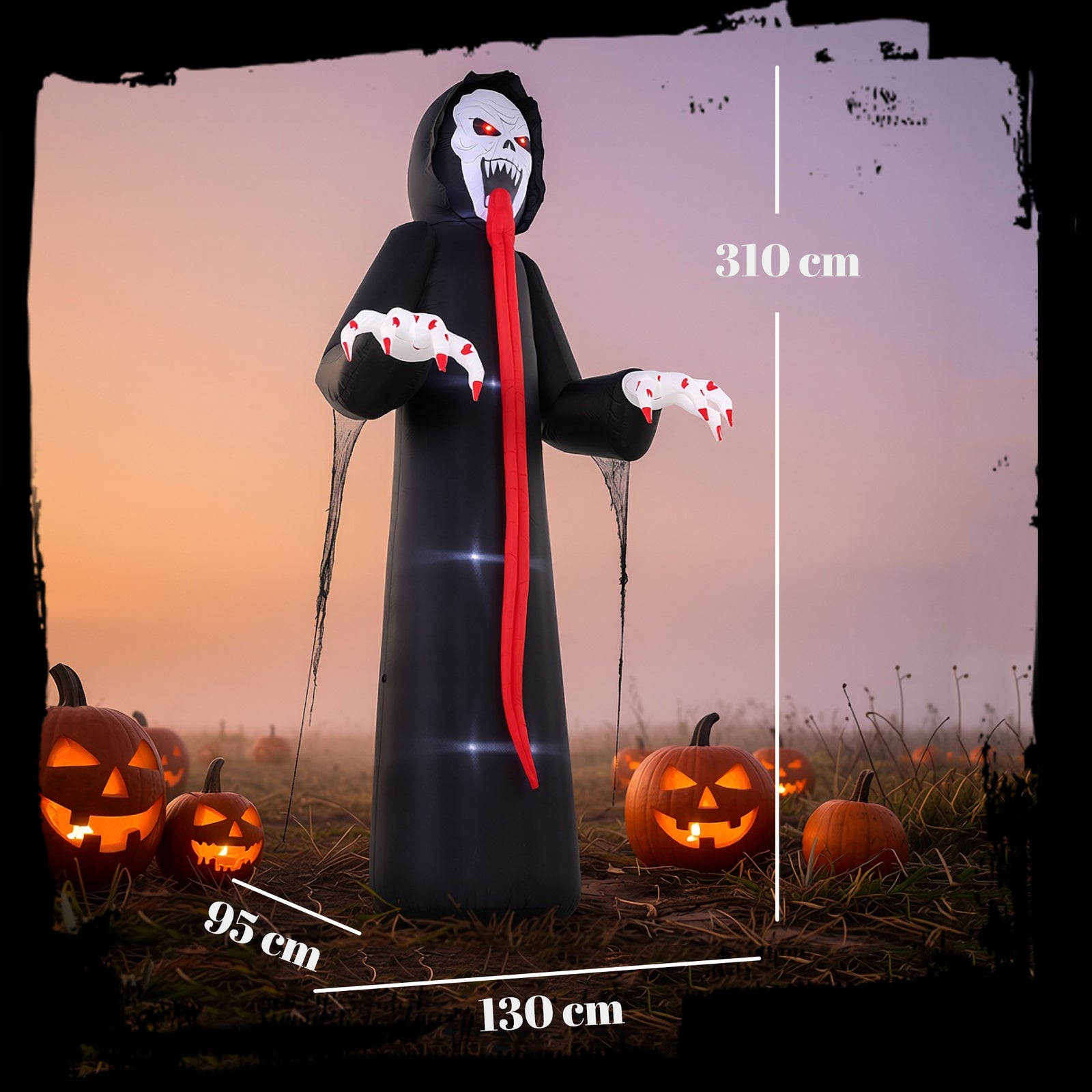 10 FT Halloween Inflatable Skeleton, Scary Halloween Decoration with B