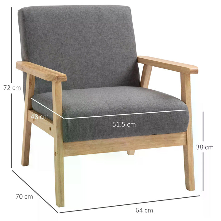 Minimalistic Wooden Frame Accent Chair, with Padded Seat