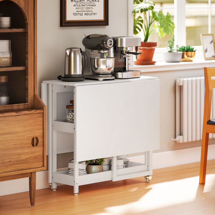 Four-Person Drop Leaf Table - White