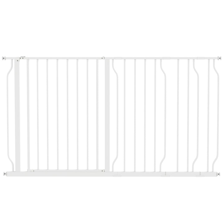 Extra Wide Dog Safety Gate, with Door Pressure, for Doorways, Hallways, Staircases - White