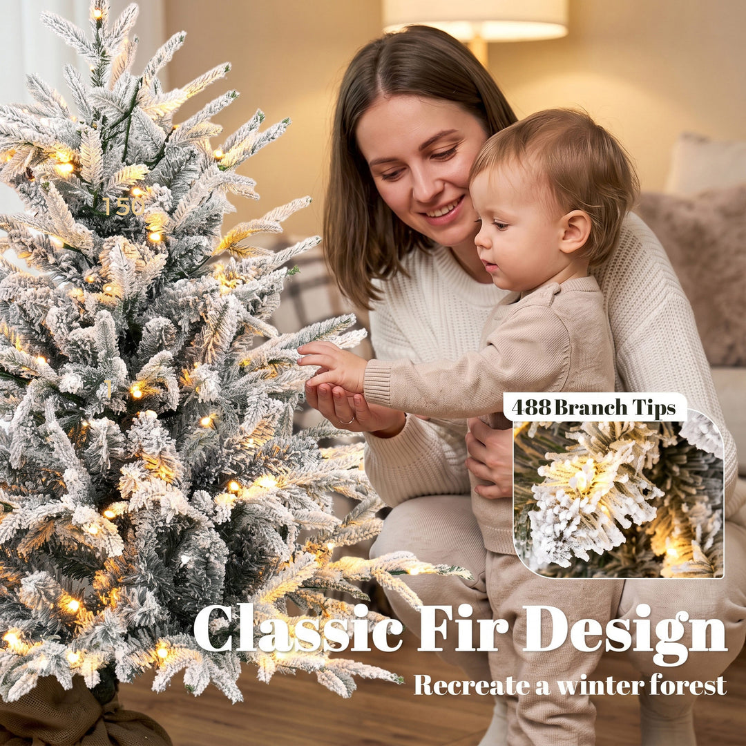 90 cm Prelit Flocked Table Christmas Tree, Artificial Christmas Tree - view 5
