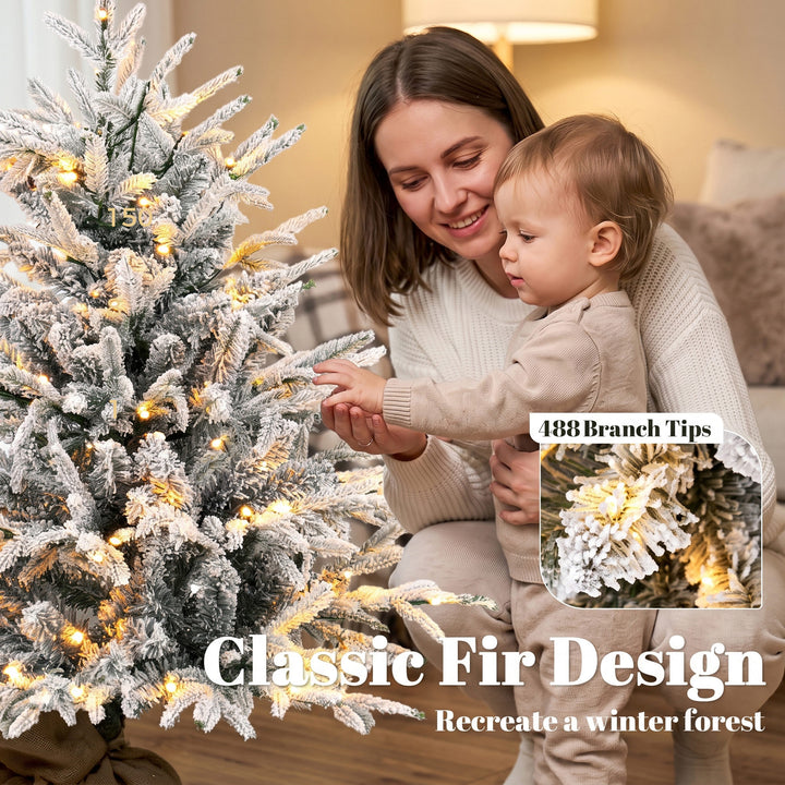 90 cm Prelit Flocked Table Christmas Tree, Artificial Christmas Tree - view 5