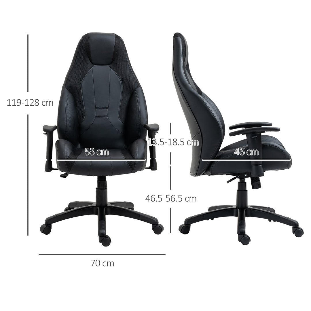 Racing Gaming Chair, Mesh & Faux Leather Computer Chair with High Back, Swivel Wheels, Adjustable Height and Armrest, Black