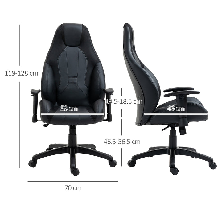 Racing Gaming Chair, Mesh & Faux Leather Computer Chair with High Back, Swivel Wheels, Adjustable Height and Armrest, Black