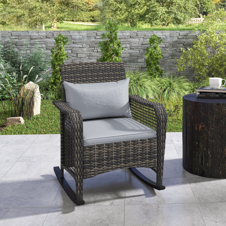 Rattan Rocking Chair - Light Grey