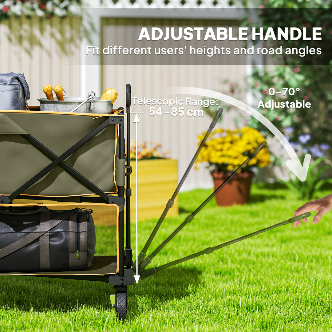 Double Decker Folding Festival Trolley on Wheels, 200KG & 350L Capacity Collapsible Wagon Festival Trolley Cart with 134cm Extended for Camping Sports Shopping Garden and Beach, Grey