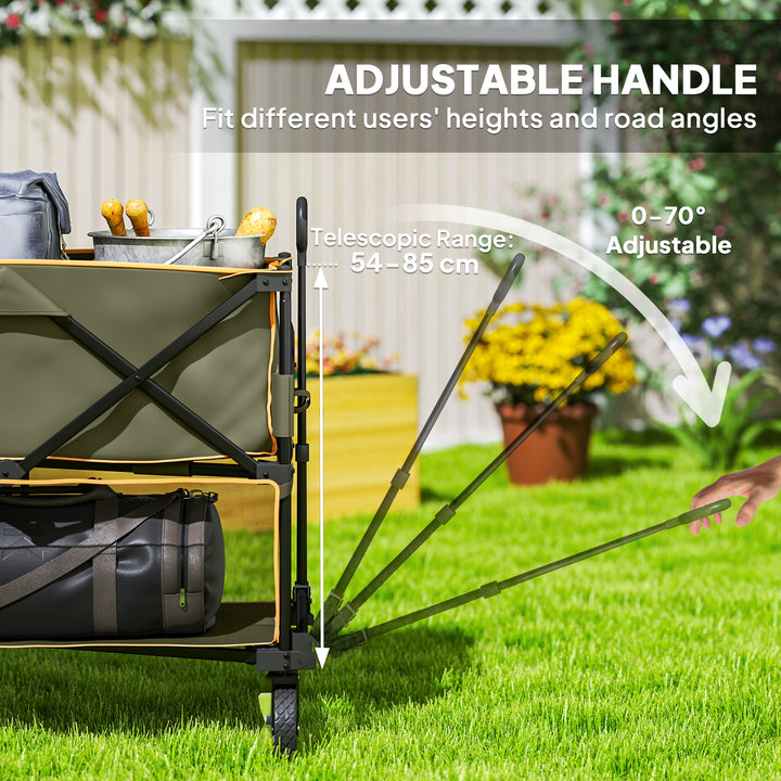 Double Decker Folding Festival Trolley on Wheels, 200KG & 350L Capacity Collapsible Wagon Festival Trolley Cart with 134cm Extended for Camping Sports Shopping Garden and Beach, Grey