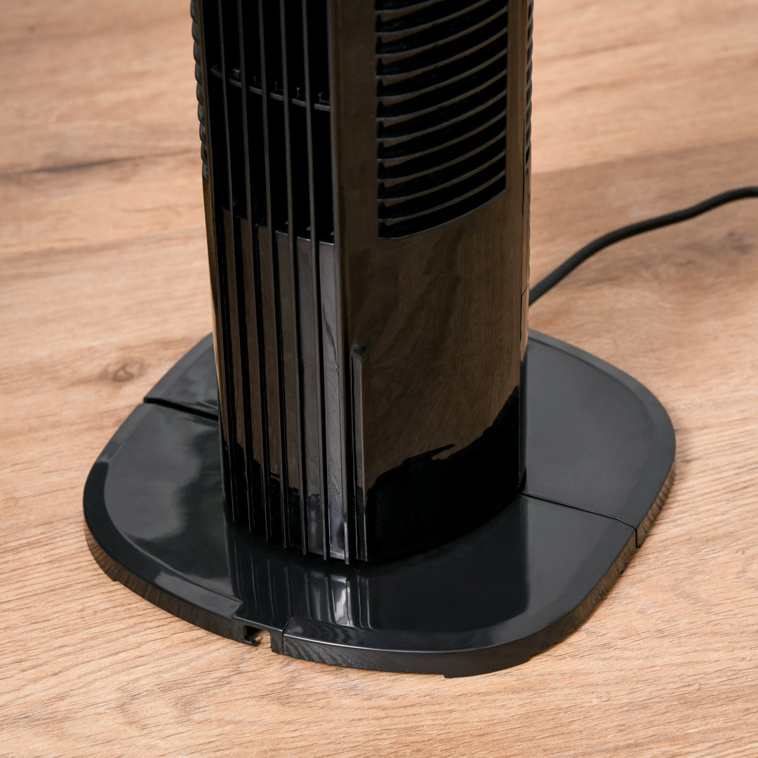 MCL 31" Freestanding Tower Fan, 3 Speed 3 Mode, 7.5H Timer, Oscillating, LED Panel, Remote Control, 31 Inch Standing Fan, Black