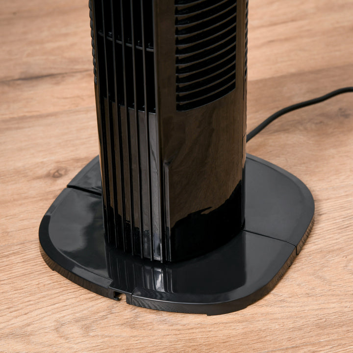 MCL 31" Freestanding Tower Fan, 3 Speed 3 Mode, 7.5H Timer, Oscillating, LED Panel, Remote Control, 31 Inch Standing Fan, Black