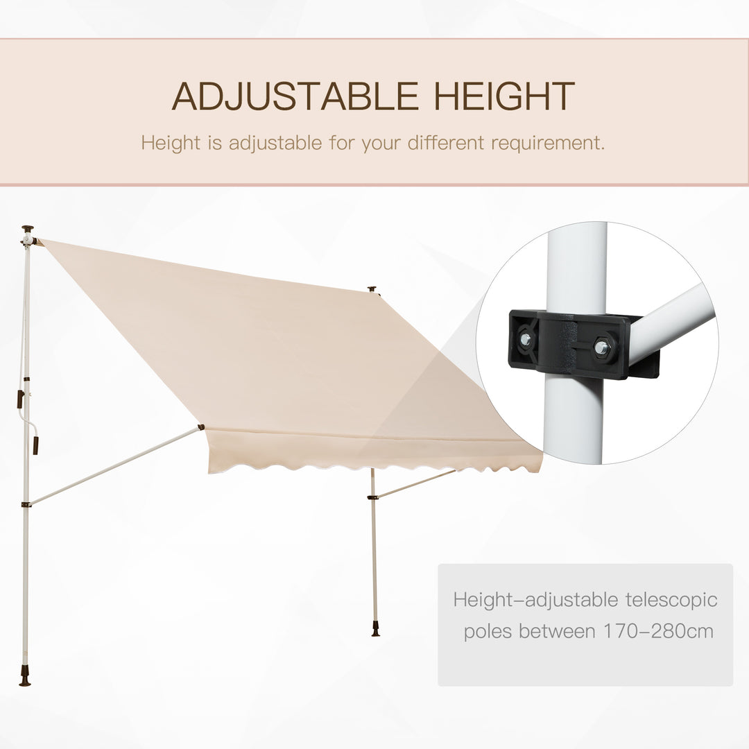 3x1.5m Adjustable Outdoor Aluminium Frame Awning Beige
