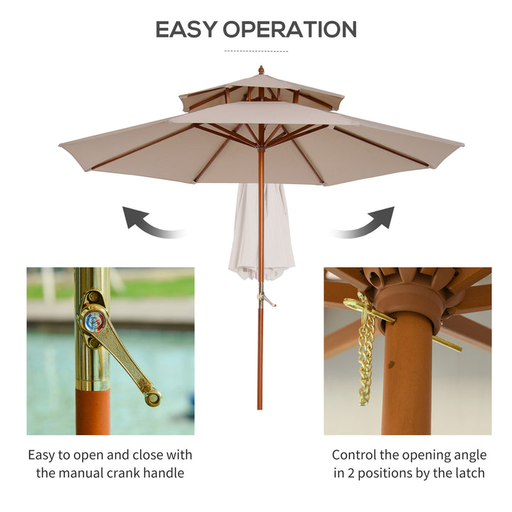 2.7m Elegant Wooden Frame Parasol Umbrella - Beige