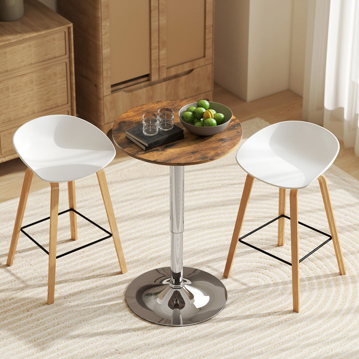 MCL Round Bar Table, 360 Degree Swivel Counter Pub Table with Adjustable Height, for Kitchen, Cafe, Rustic Brown