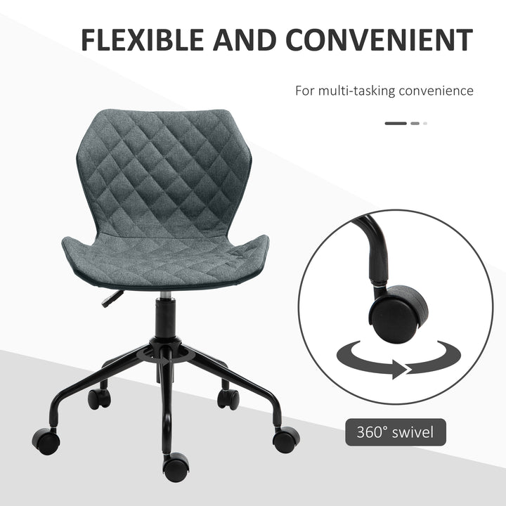 Office Computer Desk Chair, Swivel Task Chair no Arms, Fabric Study Chair with Adjustable Height and Rolling Wheels for Home Work, Grey