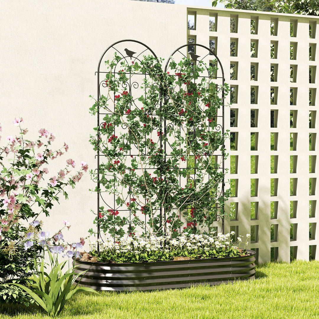 Set of 2 Garden Trellis, Metal Fence Panels for Climbing Outdoor Plant