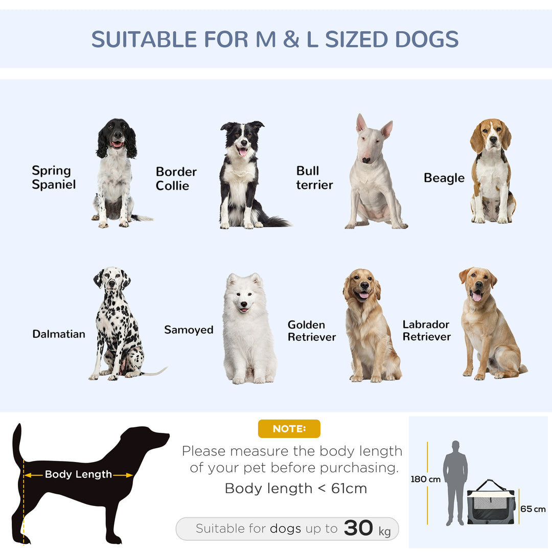 91cm Foldable Pet Carrier, with Cushion, for Large Dogs and Cats - Gre