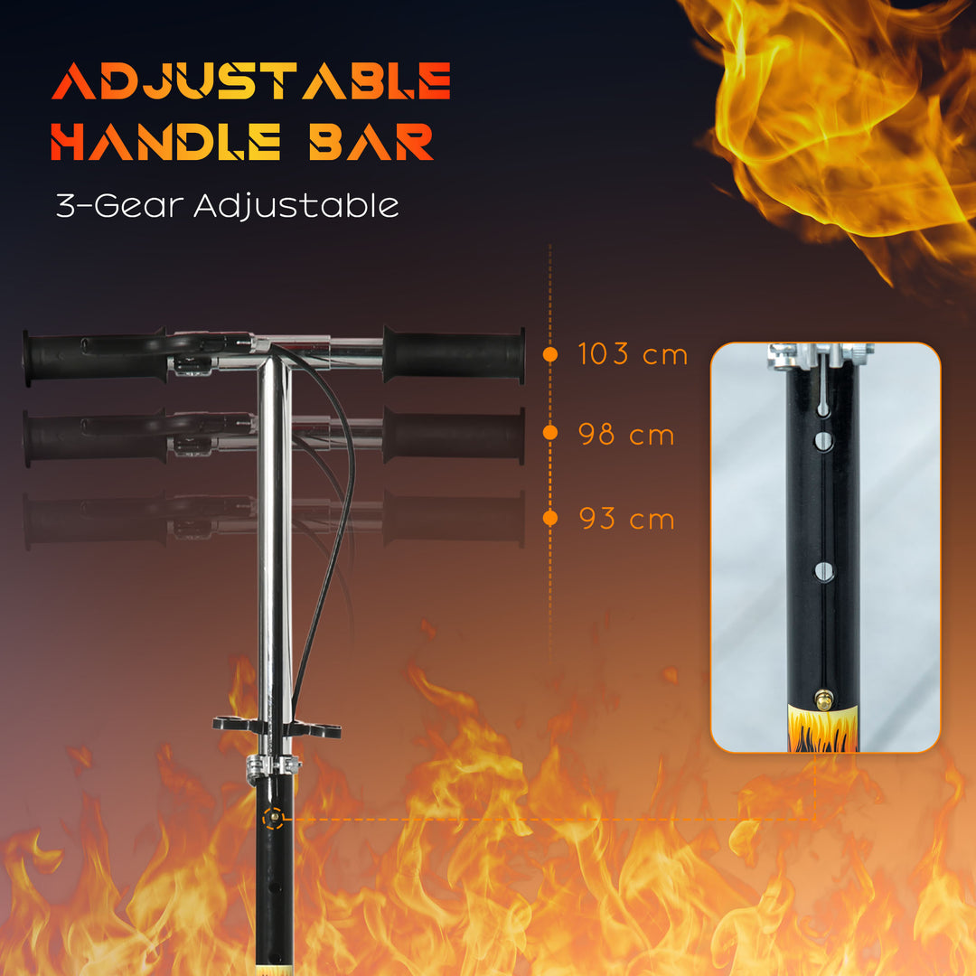 MCL Kids Foldable Kick Scooter w/ Adjustable Height, Break, Big Wheels, for Ages 7-14 Years - Black