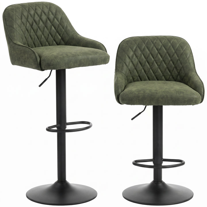Bar Stools Adjustable Swivel Kitchen Chairs with Backrest Set of 2 for