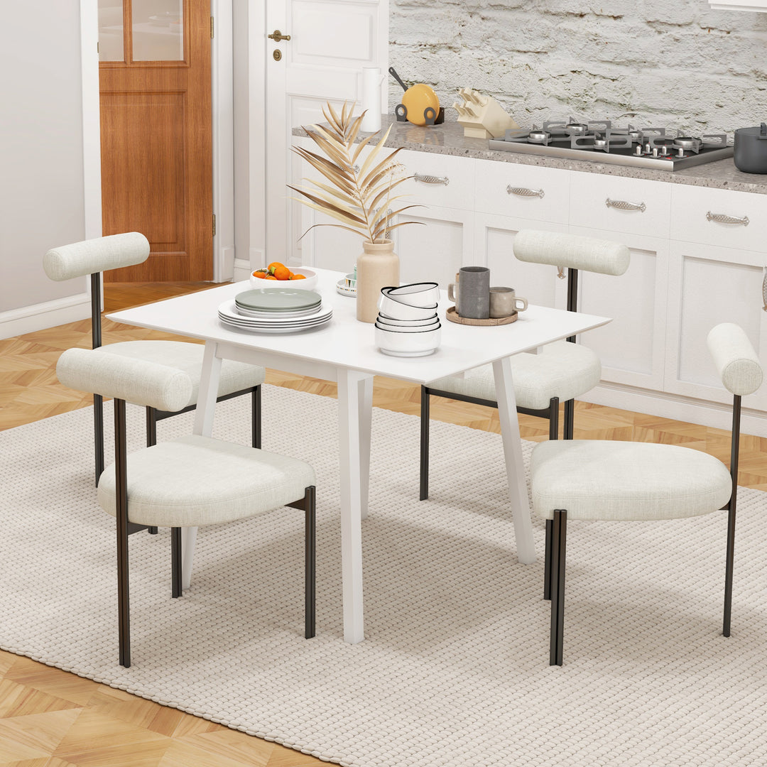 Solid Wood Folding Dining Table, Drop Leaf Table for 2-4 People, Rectangle Kitchen Table for Small Space, White