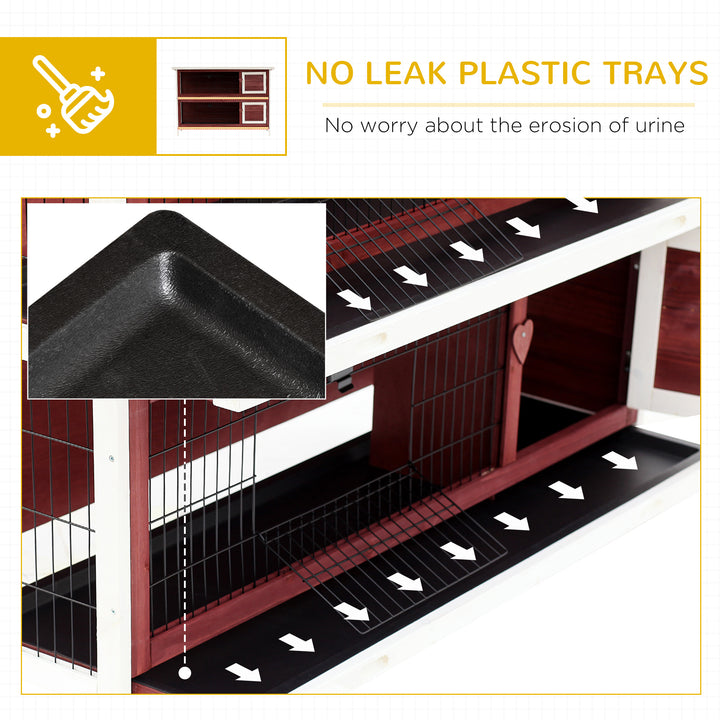 MCL Rabbit Hutch Outdoor 2-Tier Guinea Pig Cage Bunny House Cage with No-Leak Trays for Indoor and Outdoor 136 x 50 x 93cm