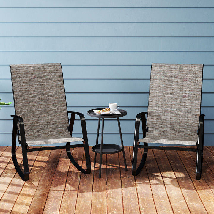 Set of Two Rocking Garden Chairs - Light Brown