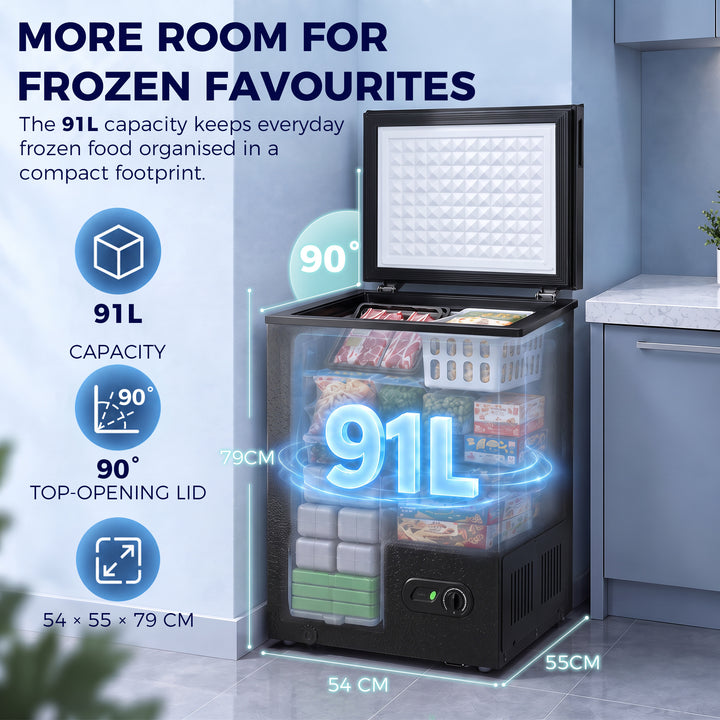 91L Freestanding Chest Freezer with Removable Storage Basket, Chest - view 4