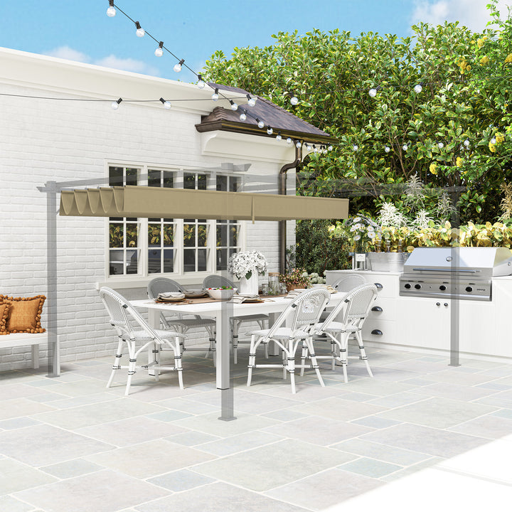 Retractable Pergola Shade Cover, Replacement Canopy for 4 x 3 (m) Pergola, Retractable Roof, Tan