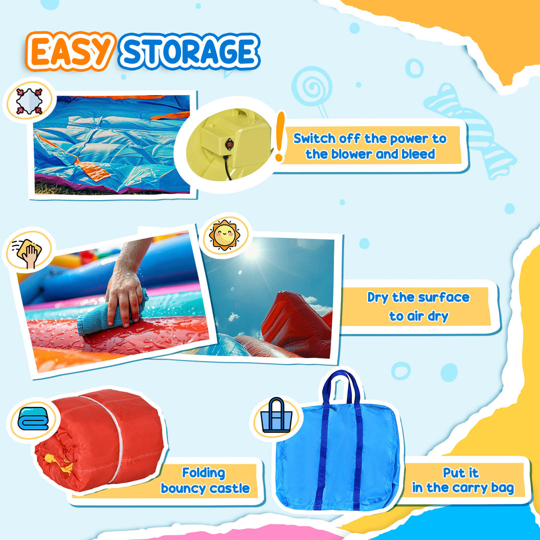 4-in-1 Bouncy Castle, with Slide, Trampoline, Climbing Wall, Blower, Multicoloured