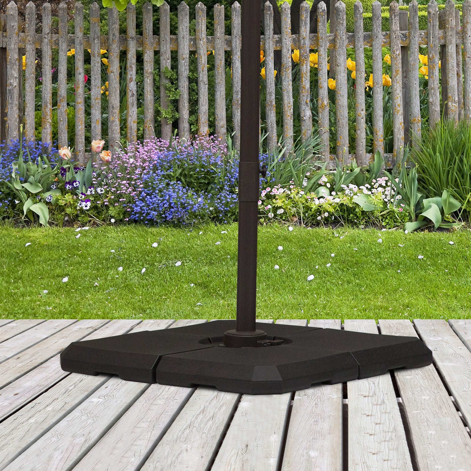 Set of 4 Parasol Base Stand Weights for Cantilever Parasols, Water and Sand Filled, Up to 120kg, Black