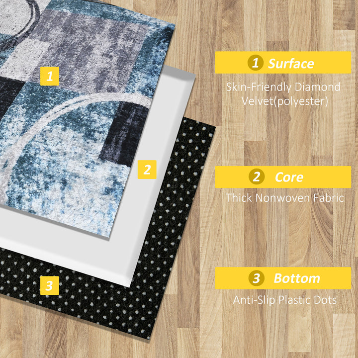 MCL Blue Geometric Rug, Modern Area Rugs Large Carpet for Living Room, Bedroom, Dining Room, 160x230 cm