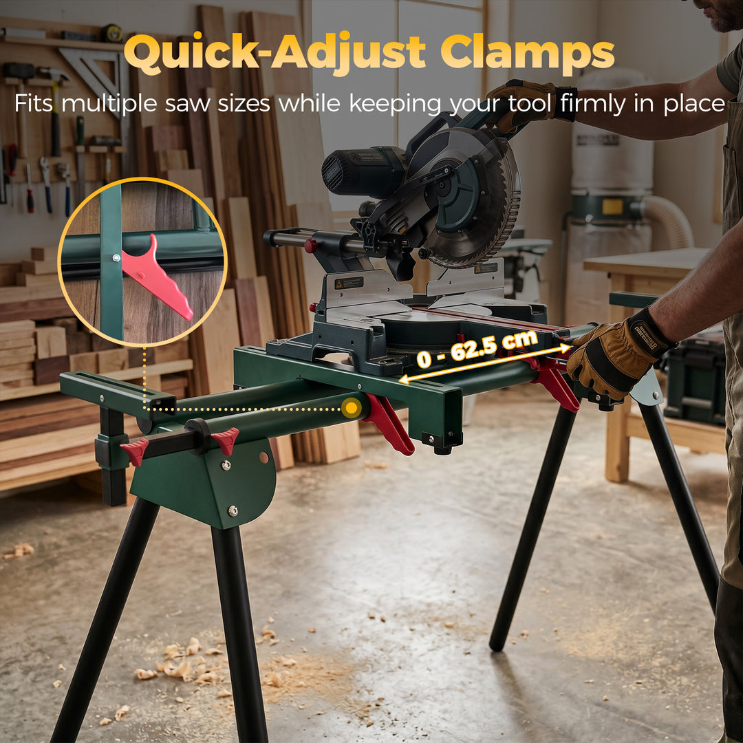 Universal Mitre Saw Stand with Adjustable Rollers and Support Arms, Po