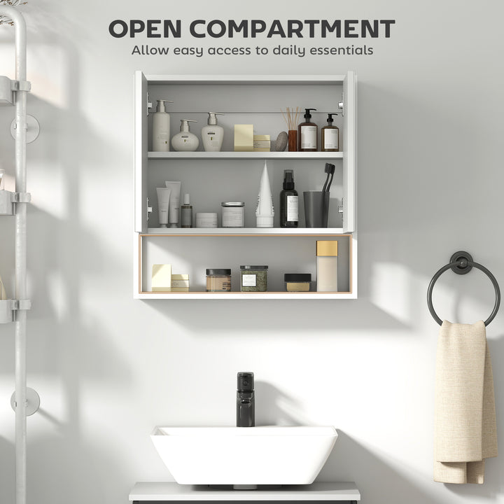 Bathroom Mirror Cabinet with Soft-Close Doors and Adjustable Shelf - White