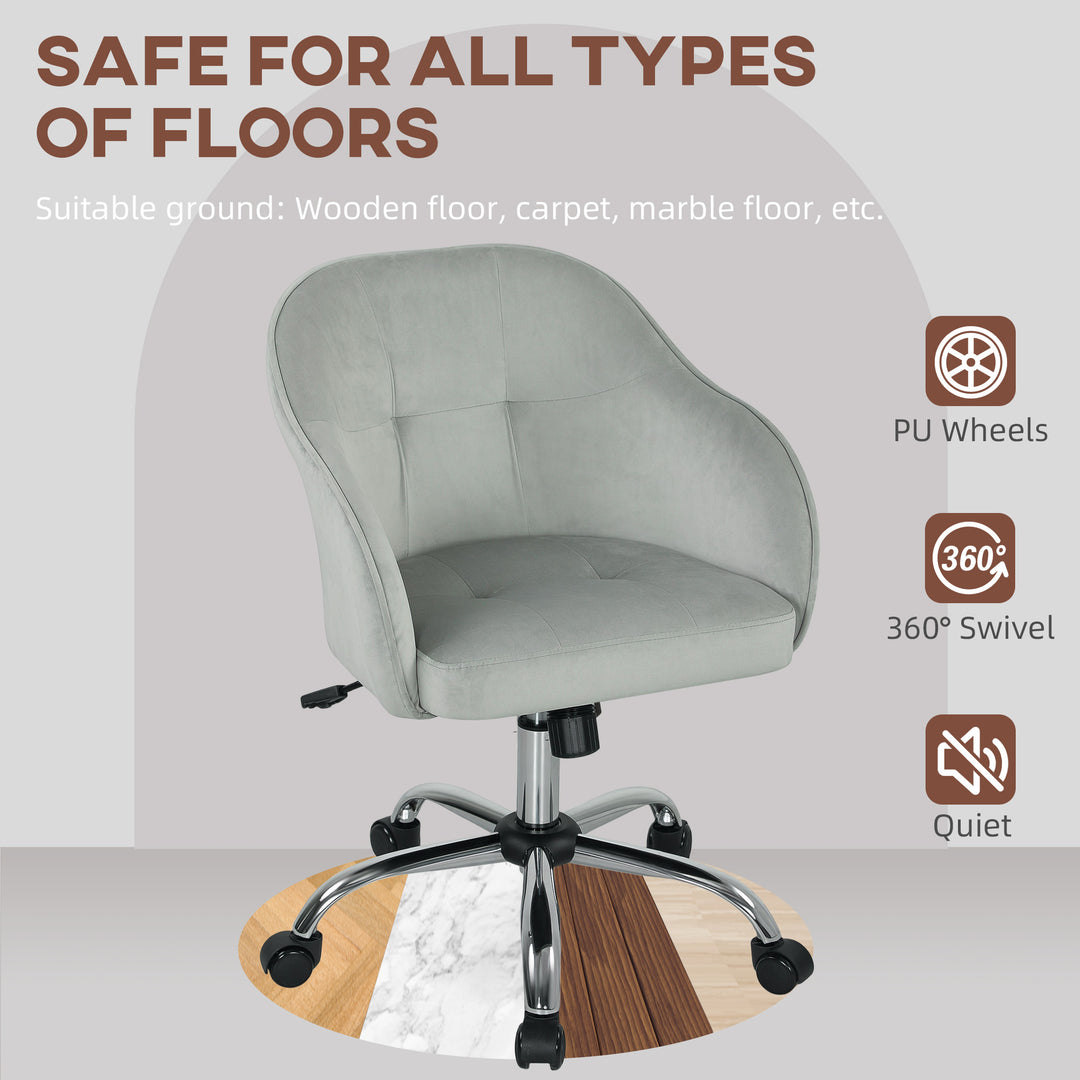46-56 cm Velvet-feel Office Chair - Grey