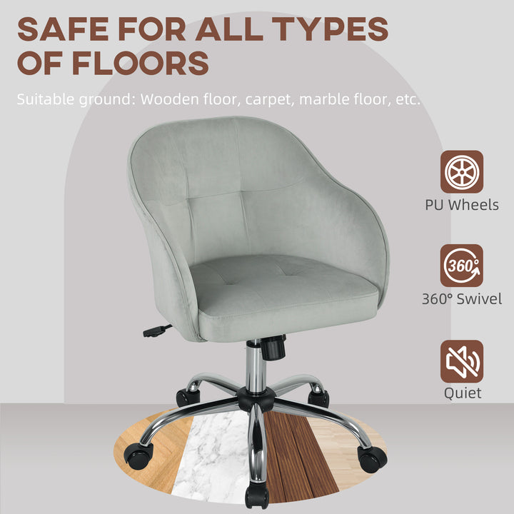 46-56 cm Velvet-feel Office Chair - Grey