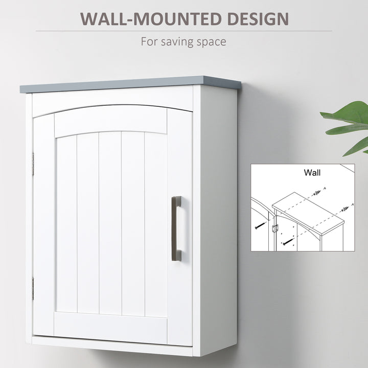 MCL Bathroom Cabinet Wall Mounted, Modern Bathroom Wall Cabinet with Arched Door and Adjustable Shelf, Bathroom Storage Cabinet, Light Grey and White