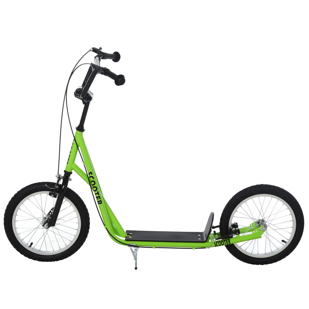 HOMCOM Teen Kids Stunt Scooter Children Kick Scooter Adjustable Handlebar 2 Brakes Ride On 16 Inch Rubber Tyres Green