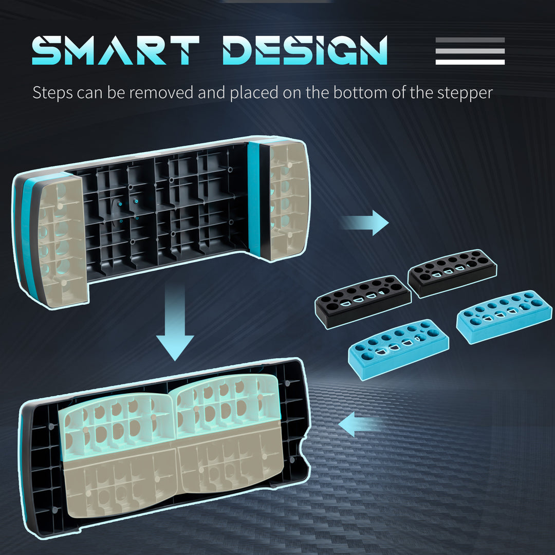 MCL Aerobic Step with 3-Level Adjustable Heights for Home, Office Exercise, Black and Blue