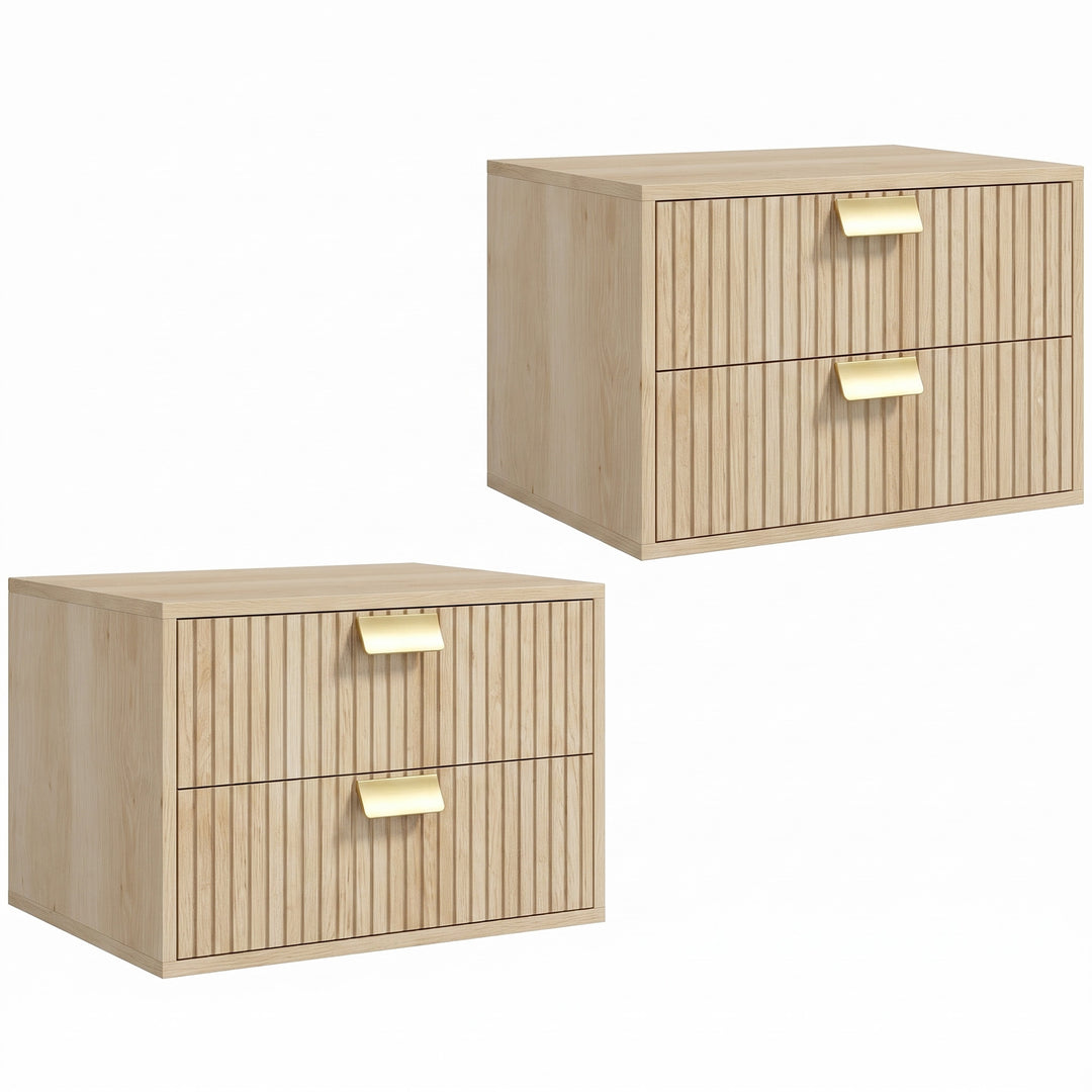 Modern Floating Nightstands Set of 2, Wall Mounted Bedside Tables with