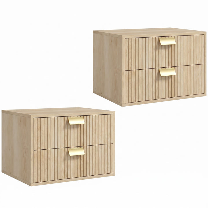 Modern Floating Nightstands Set of 2, Wall Mounted Bedside Tables with