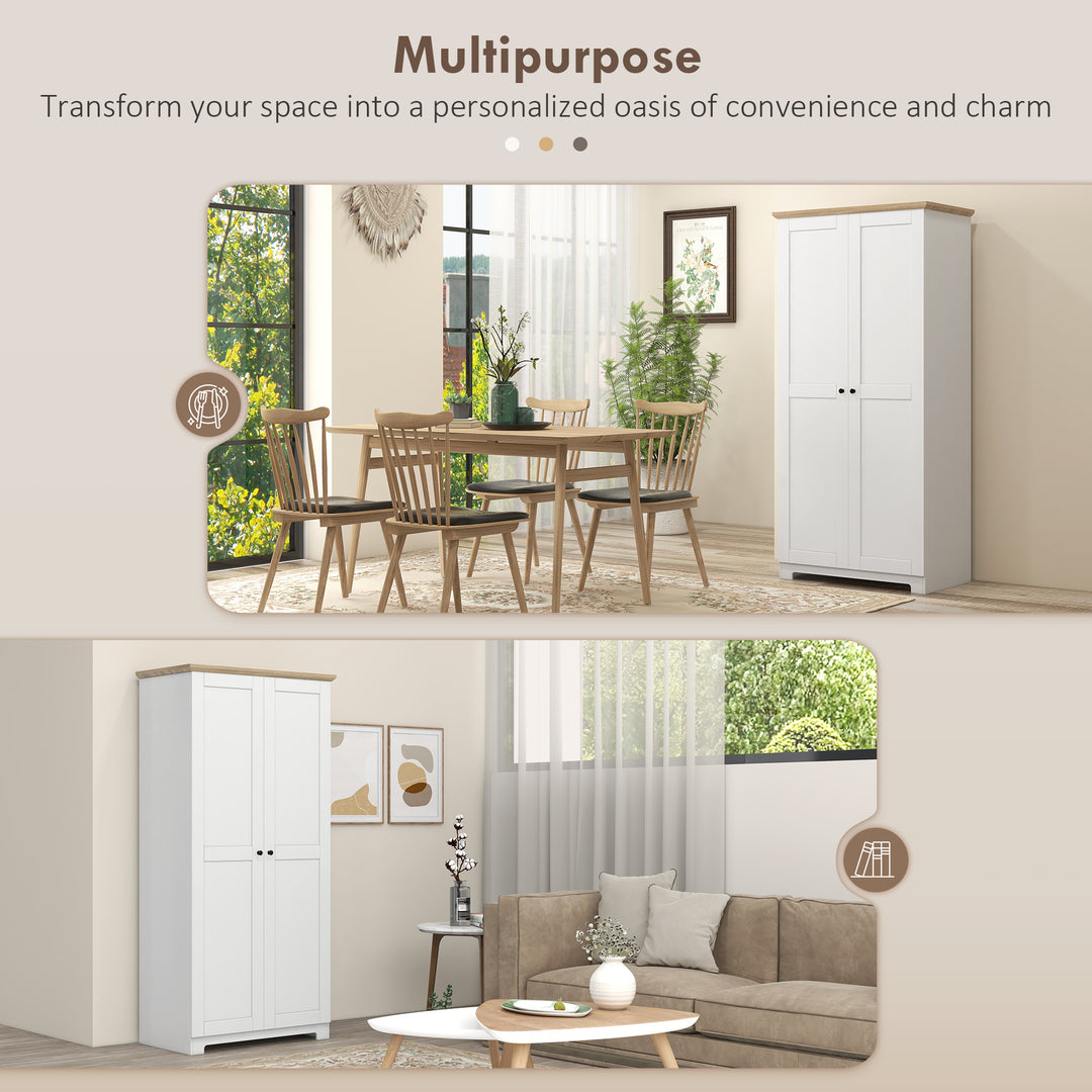 MCL 172cm Kitchen Cupboard, Freestanding Storage Cabinet with Doors and Shelves, Modern 2-Door Kitchen Pantry Cupboard for Dining Room, White