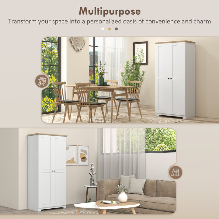 MCL 172cm Kitchen Cupboard, Freestanding Storage Cabinet with Doors and Shelves, Modern 2-Door Kitchen Pantry Cupboard for Dining Room, White