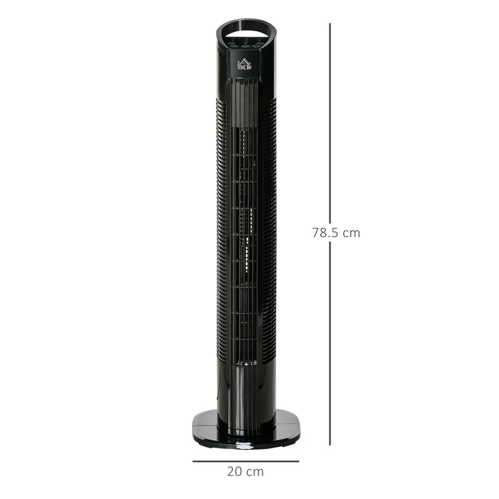 MCL 31" Freestanding Tower Fan, 3 Speed 3 Mode, 7.5H Timer, Oscillating, LED Panel, Remote Control, 31 Inch Standing Fan, Black
