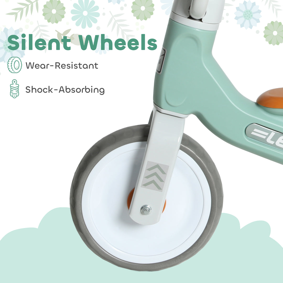 AIYAPLAY Toddler Balance Bike with No Pedal, 3 Silence Wheels for 12-36 Months Boys and Girls, Indoor Outdoor, Green